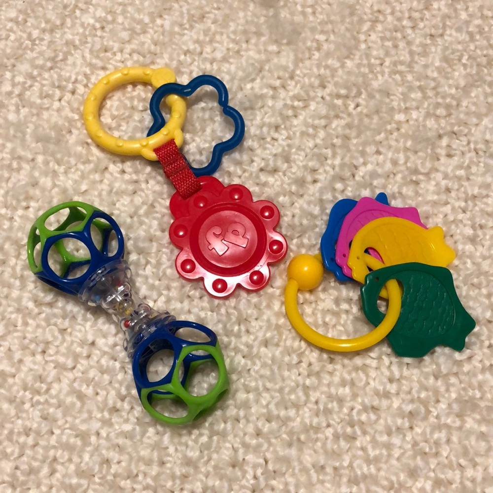 3 piece rattle/ stroller/ car seat toy set